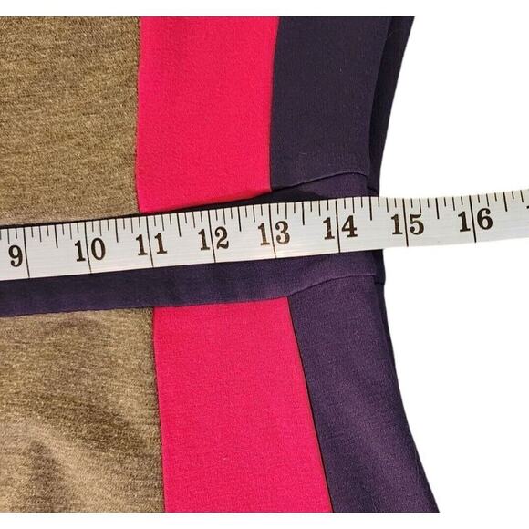 Mckol Womens Sz L Pink Gray Blue Color Block Midi Dress - Picture 9 of 12